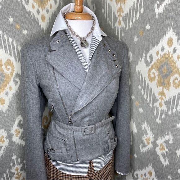 Ralph Lauren Grey Cashmere Blend Moto Jacket - Picture 4 of 16